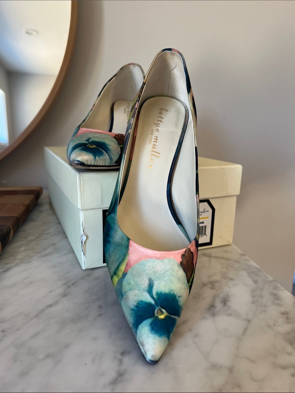Bettye Muller Floral Pointed-Toe Pump in Teal Multi